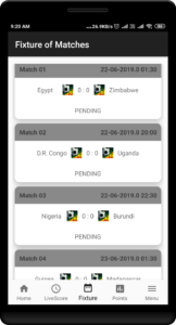 Africa Cup of Football Fixture